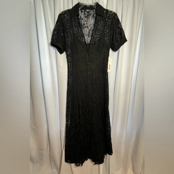 aqua black maxi dress M slvls tweed button detail dress main image 1